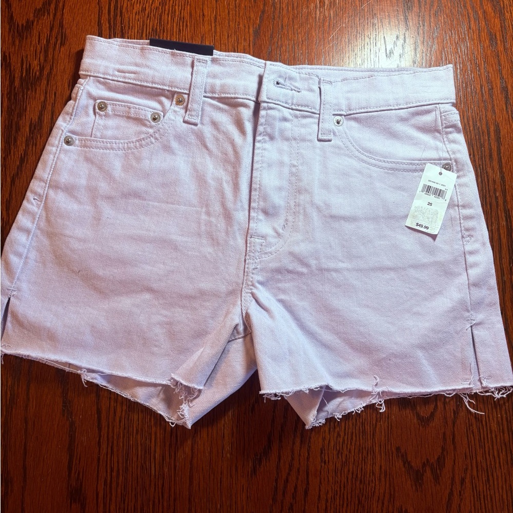 Gap Women's 3” High-Rise Frayed Hem Denim Shorts Purple Lavender 25 Waist NWT